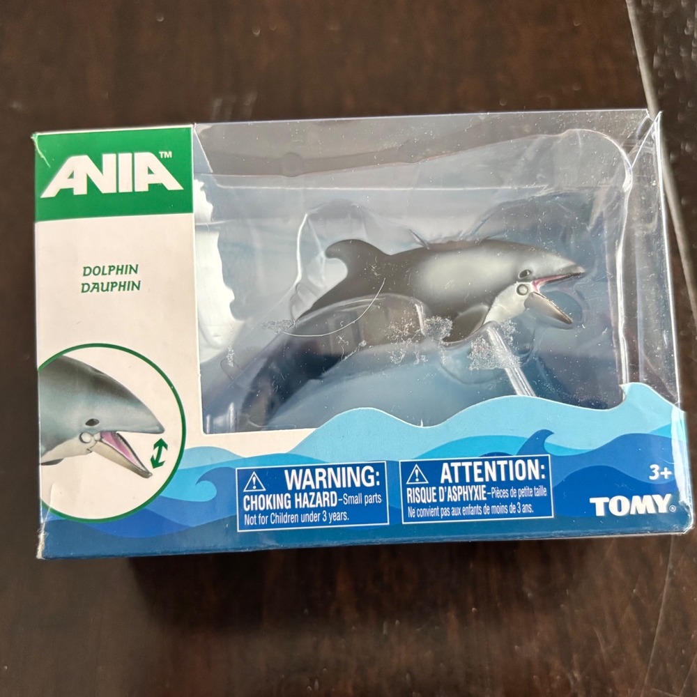 Tomy Ania Dolphin Articulated Animal Figure T16056 Grey Aquatic Toy NIB